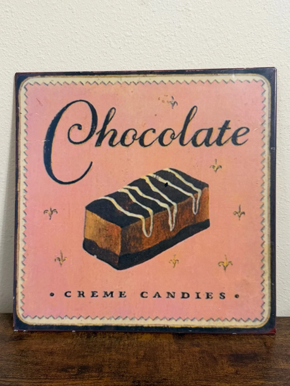Vintage-Style Chocolate Creme Candies Wall Art - Pink